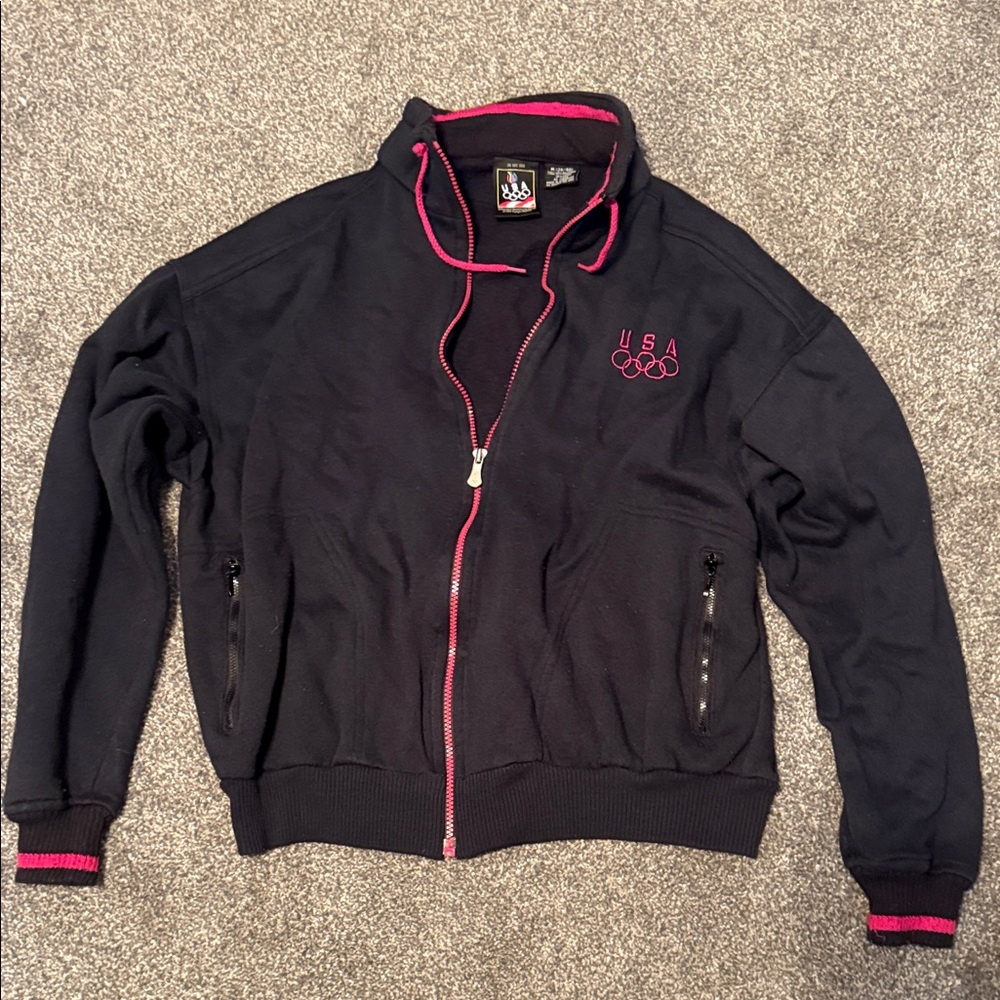 Black and Pink USA Olympics Women's Jacket -JCPENNY - Vintage